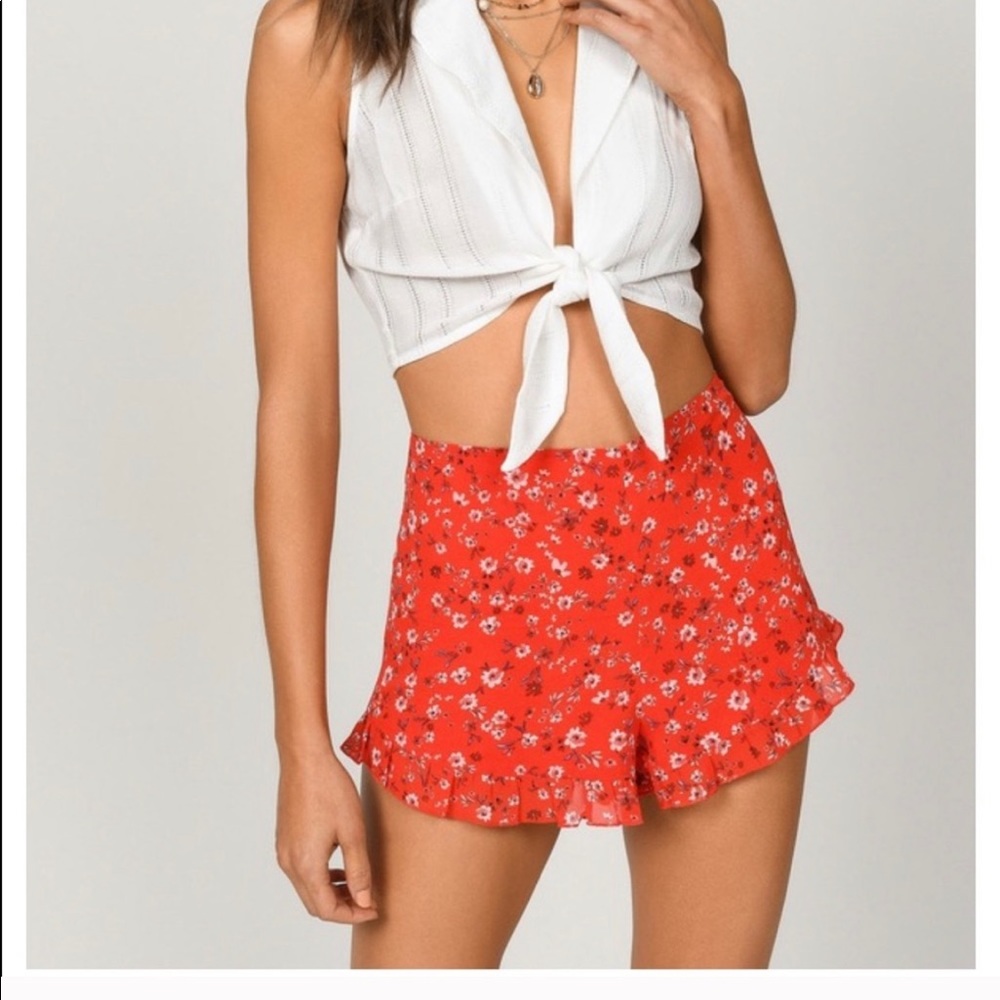 Tobi red floral shorts